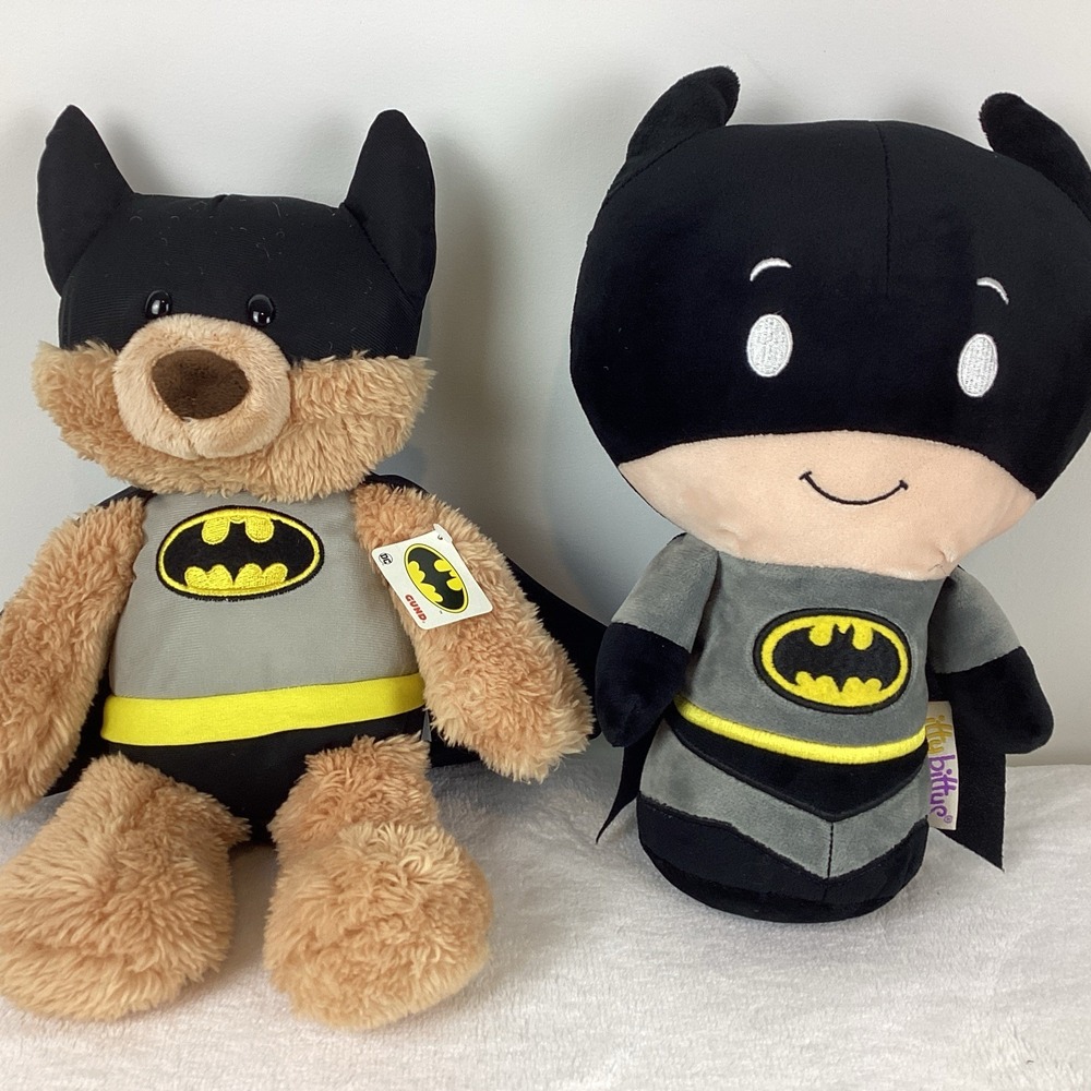 Hallmark Itty Bittys DC Comics Batman Big 12" & Gund Plush Bear Superhero Toys